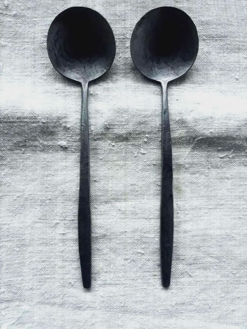 【美品】ステンレススプーン2本セット作家カトラリー(スプーン等)