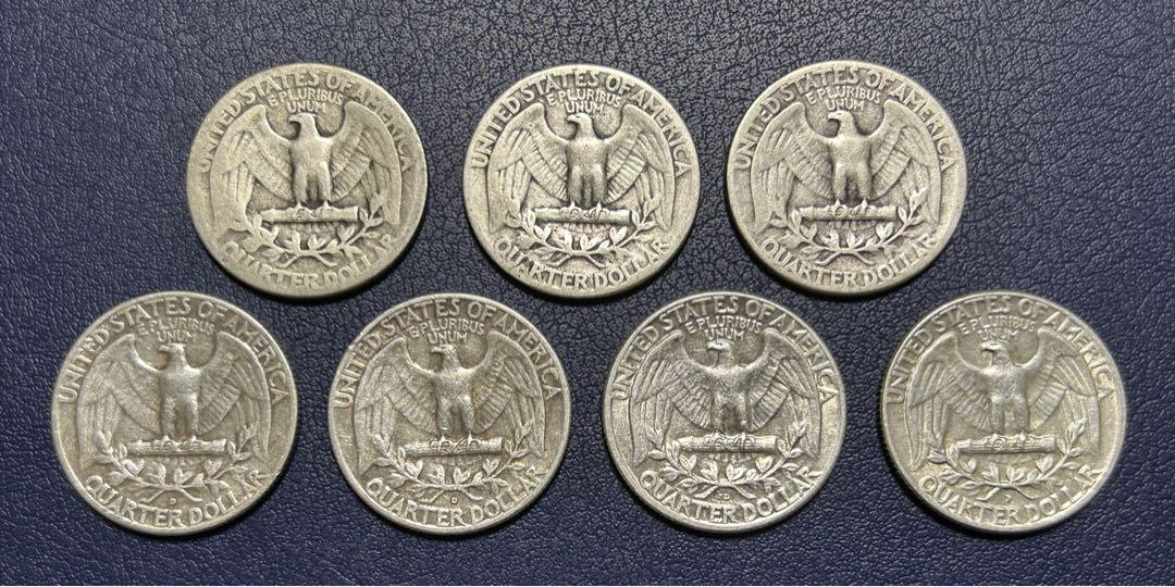 アメリカ25セント銀貨 7枚セット