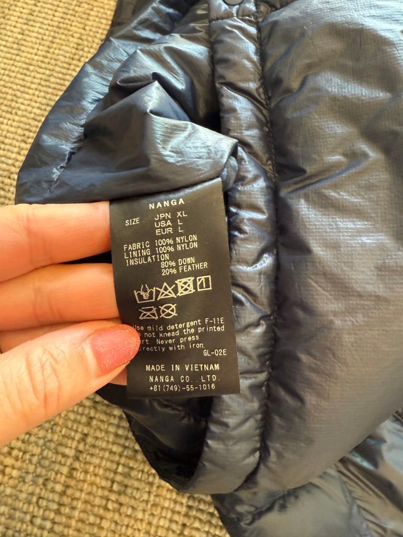 【クリーニング済み美品】NANGA インナーダウンベスト ネイビー JPN XL 【クリーニング済み美品】NANGA インナーダウンベスト ネイビー JPN XL