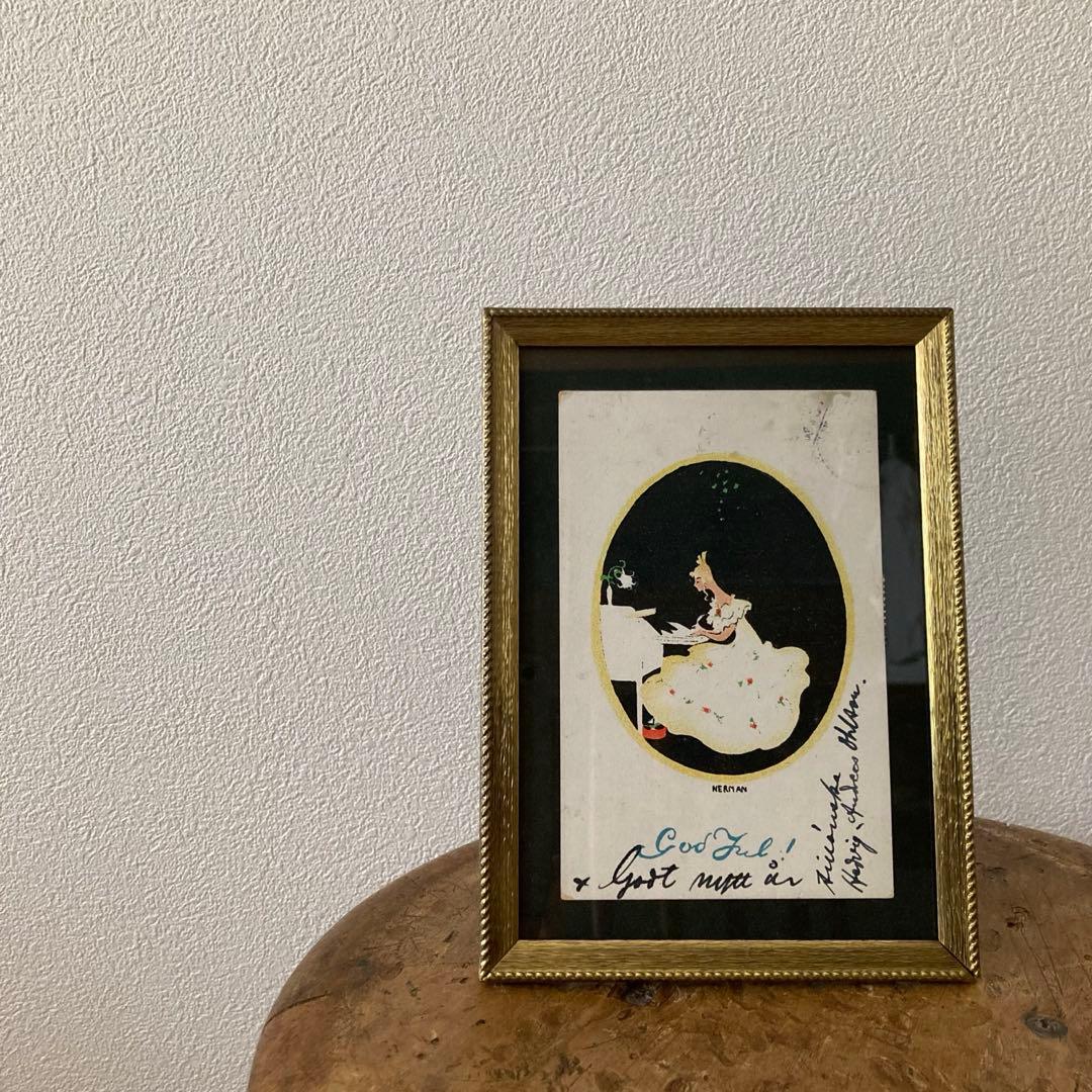 希少1916年　エイナルネイマンのアンティークカード（フランス製フレーム入り）