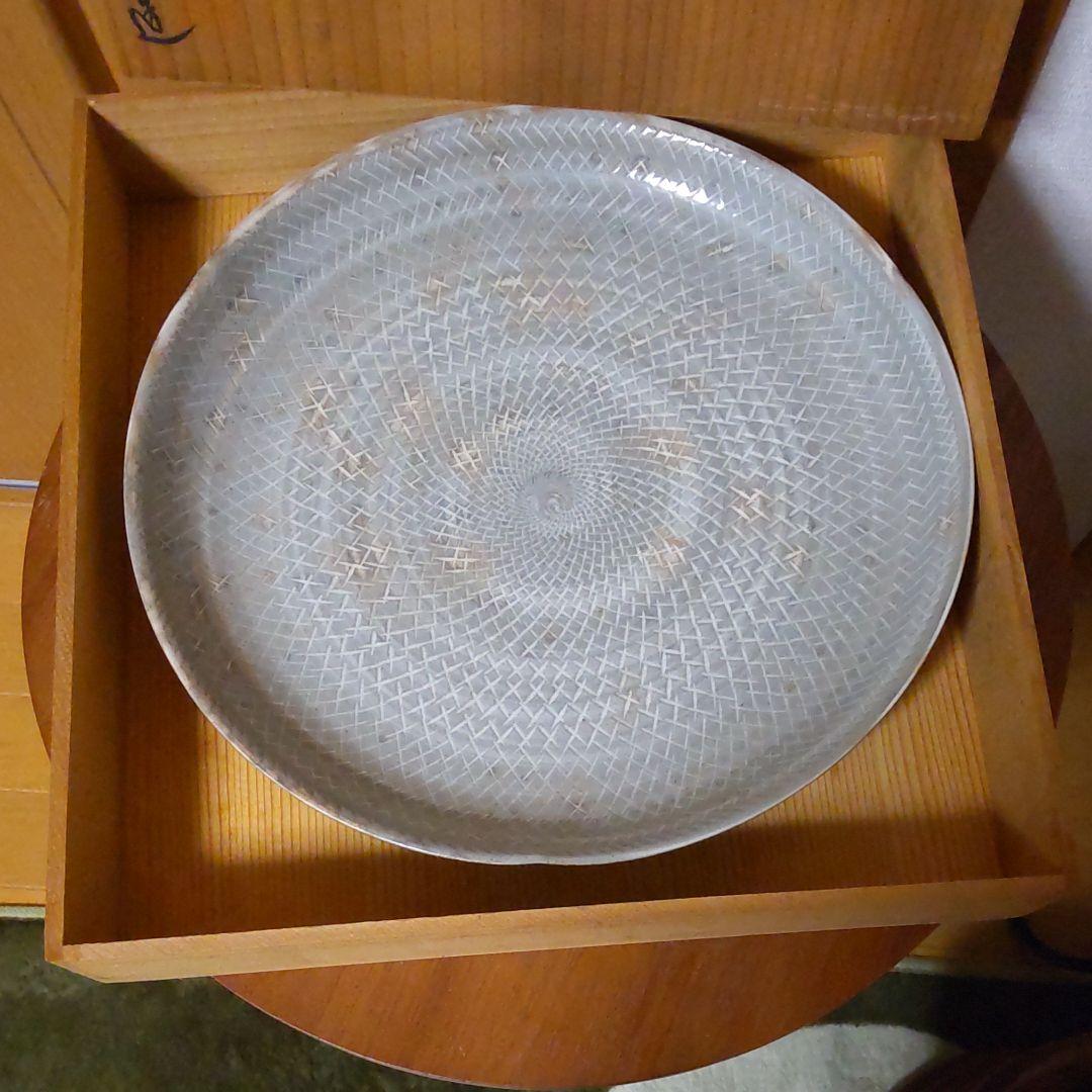 清水焼　網代大皿　飛び鉋
