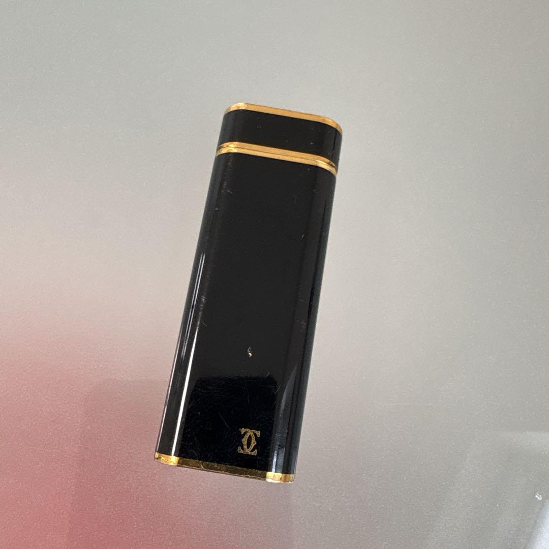 Cartier カルティエ オーバル ガスライター ブラックラッカー ゴールド