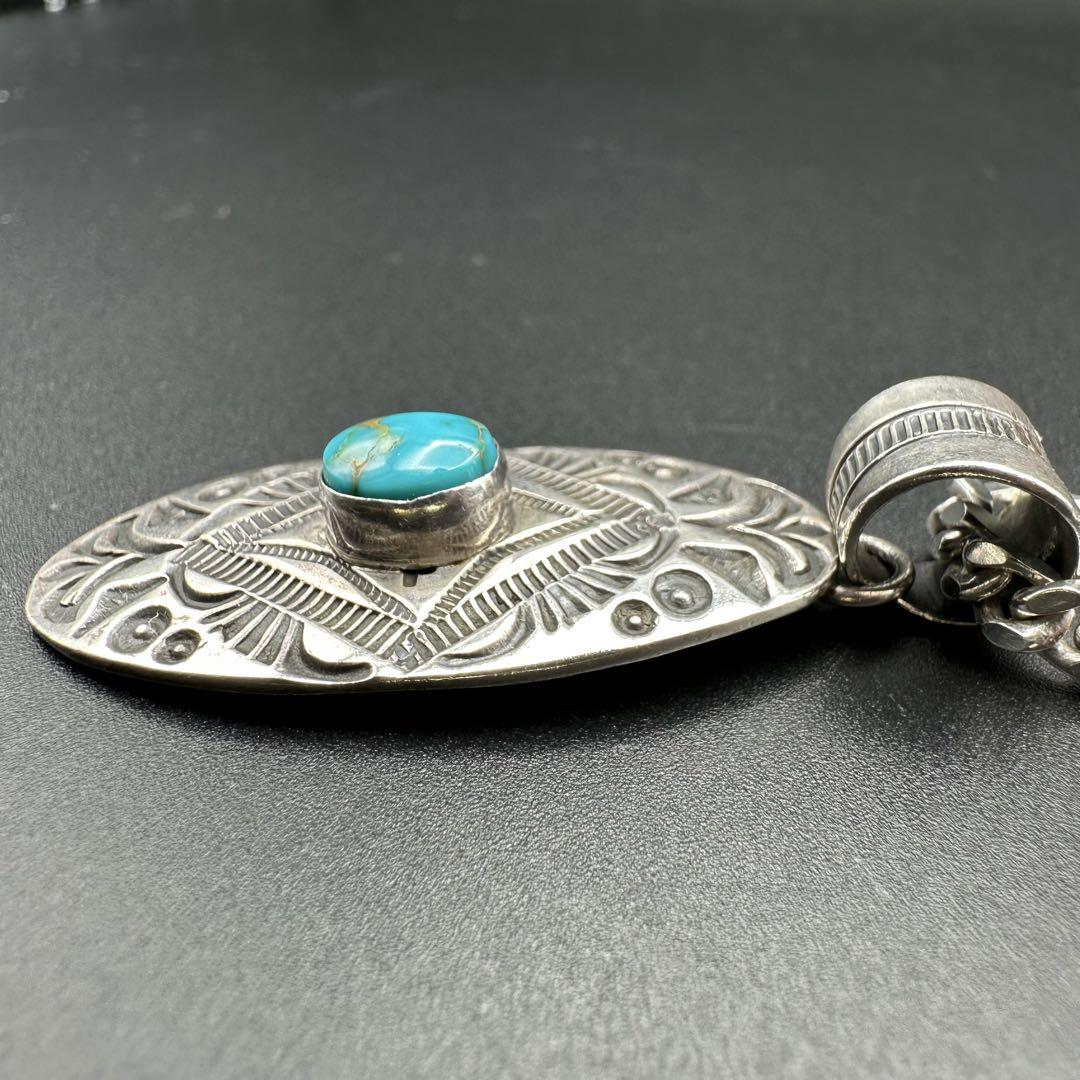 Navajo Geneva Ramoneターコイズ付 スタンプワーク ネックレス