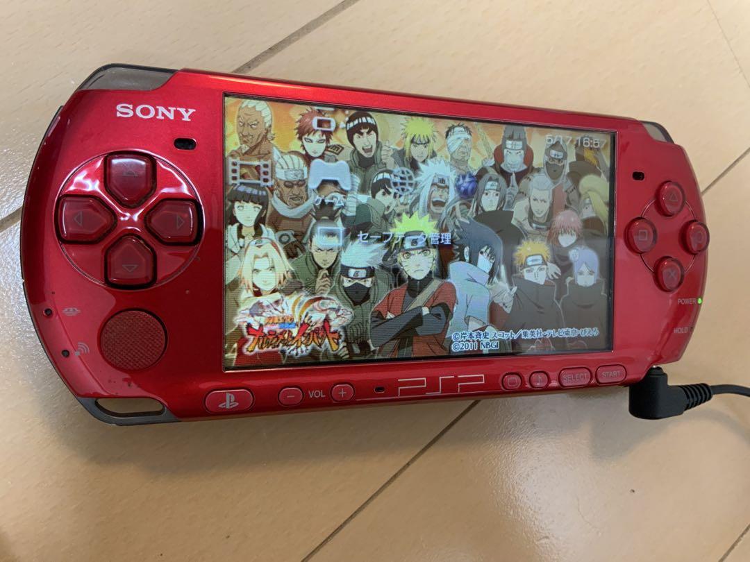 PSP-3000 本体（青・赤）充電器・ケース・メモリーカード付き