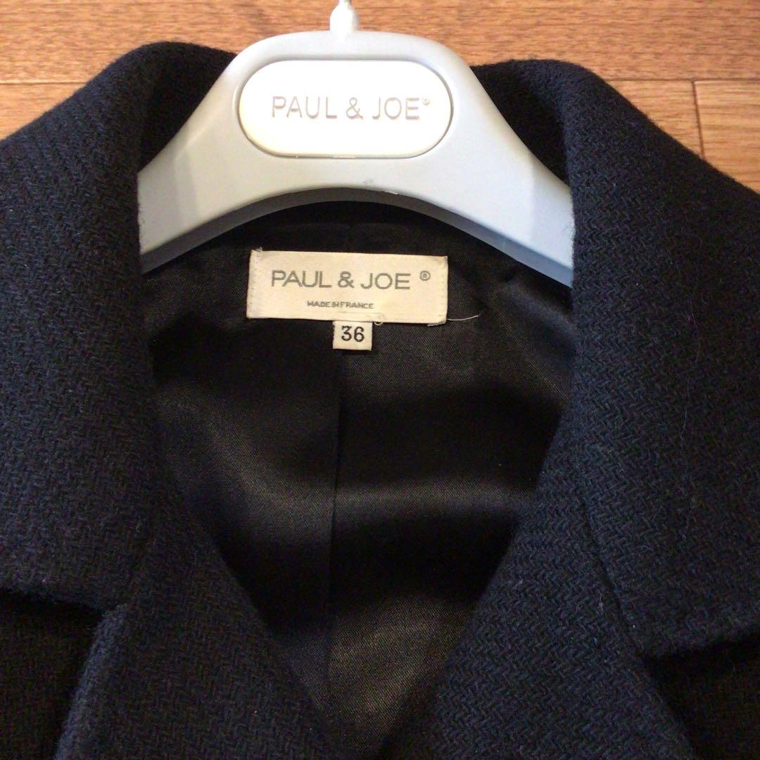 フランス製 PAUL JOE ダブルブレストコート ブラック36S PAUL&JOE
