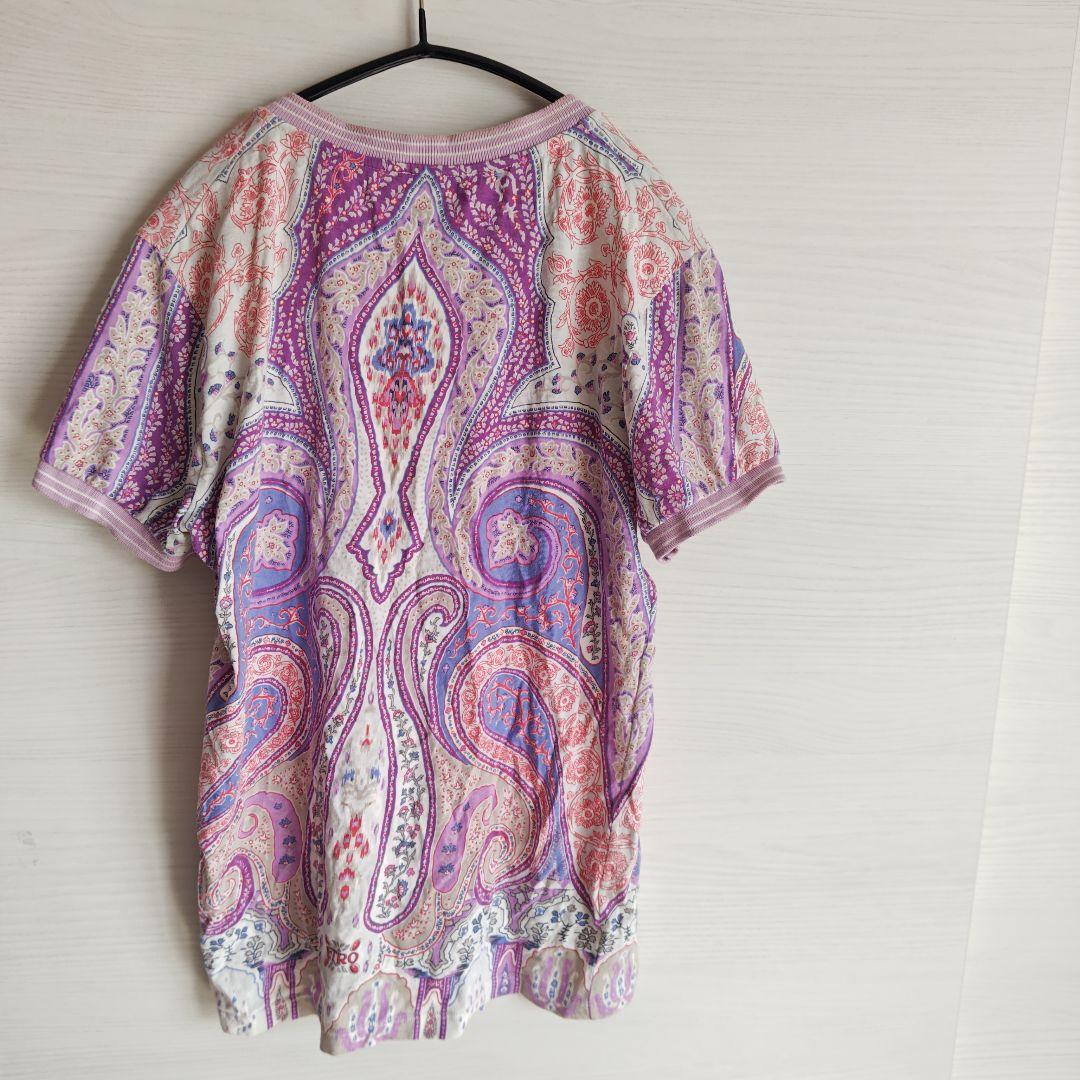 エトロ♡ETRO　Tシャツ　大きいサイズ　 ペイズリー柄 Vネック イタリア製