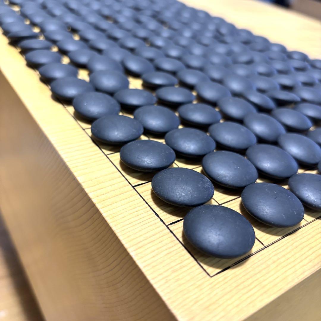 【良品】囲碁 黒石（那智黒）白石（蛤） 碁笥付き