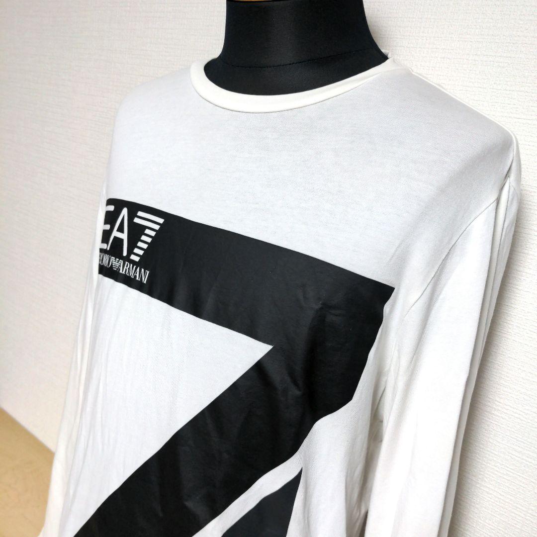 cq31 EMPORIO ARMANI 長袖カットソー 白 ビッグロゴ メンズS