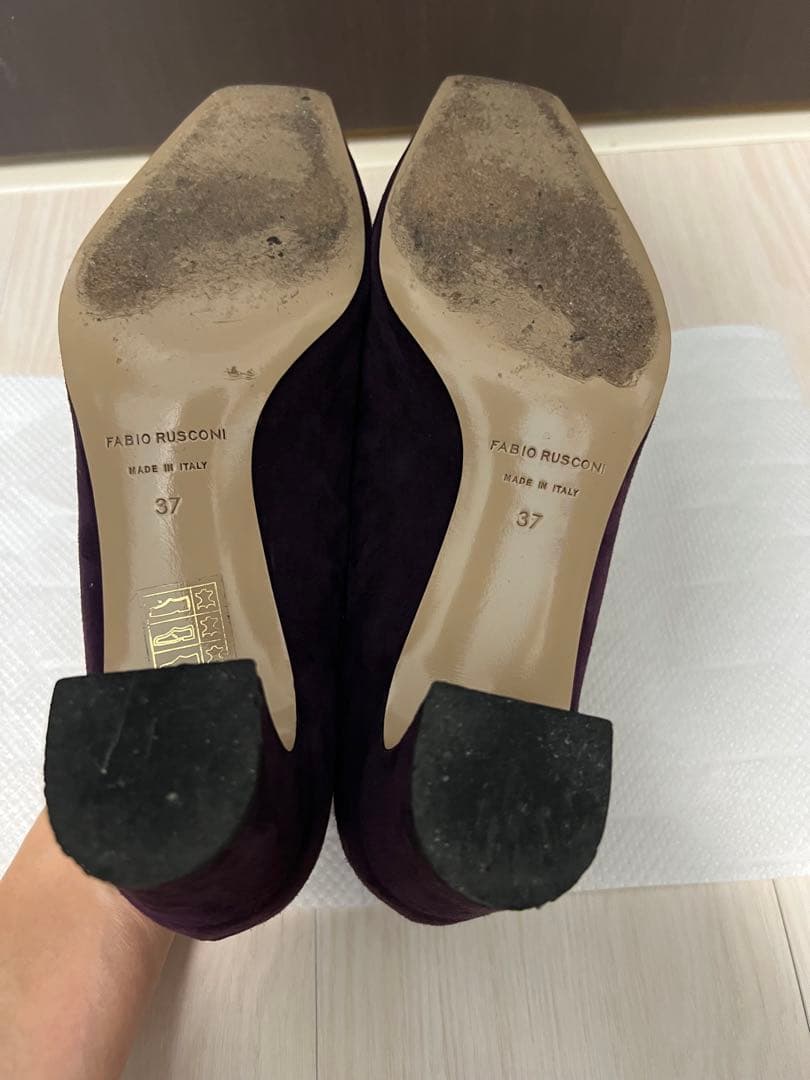 ファビオルスコーニ　スエード スクエアトゥ パンプス