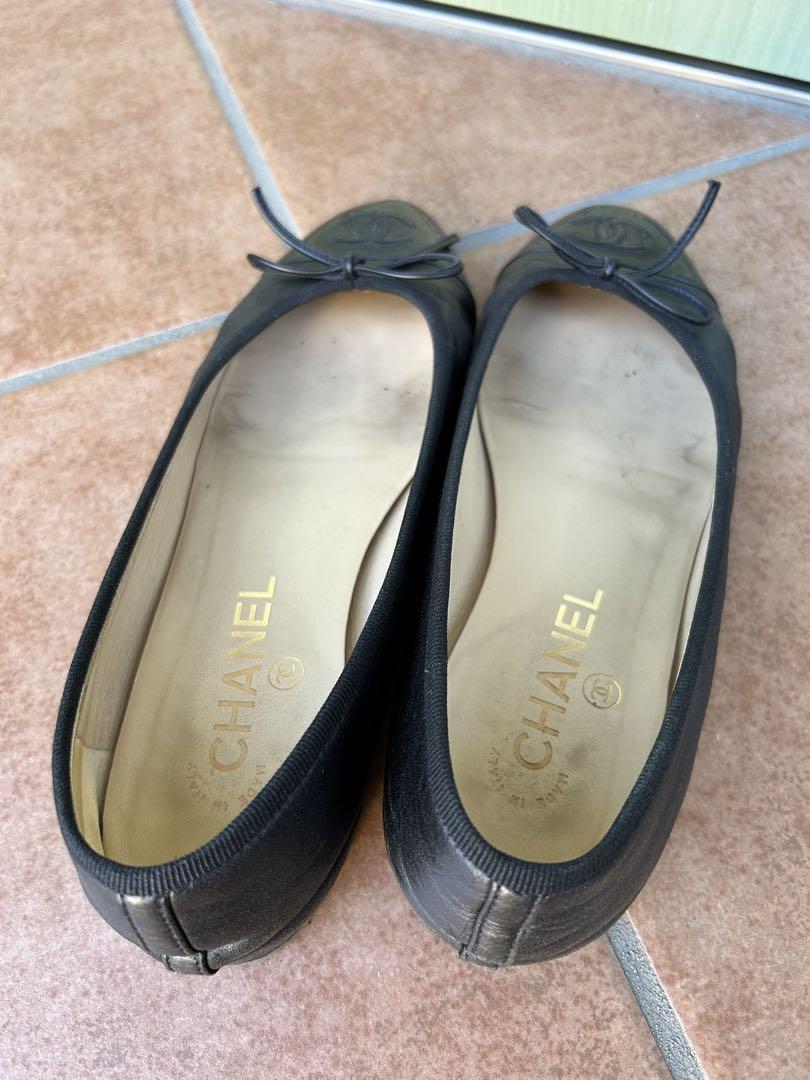 CHANEL 黒 バレエシューズ レザー