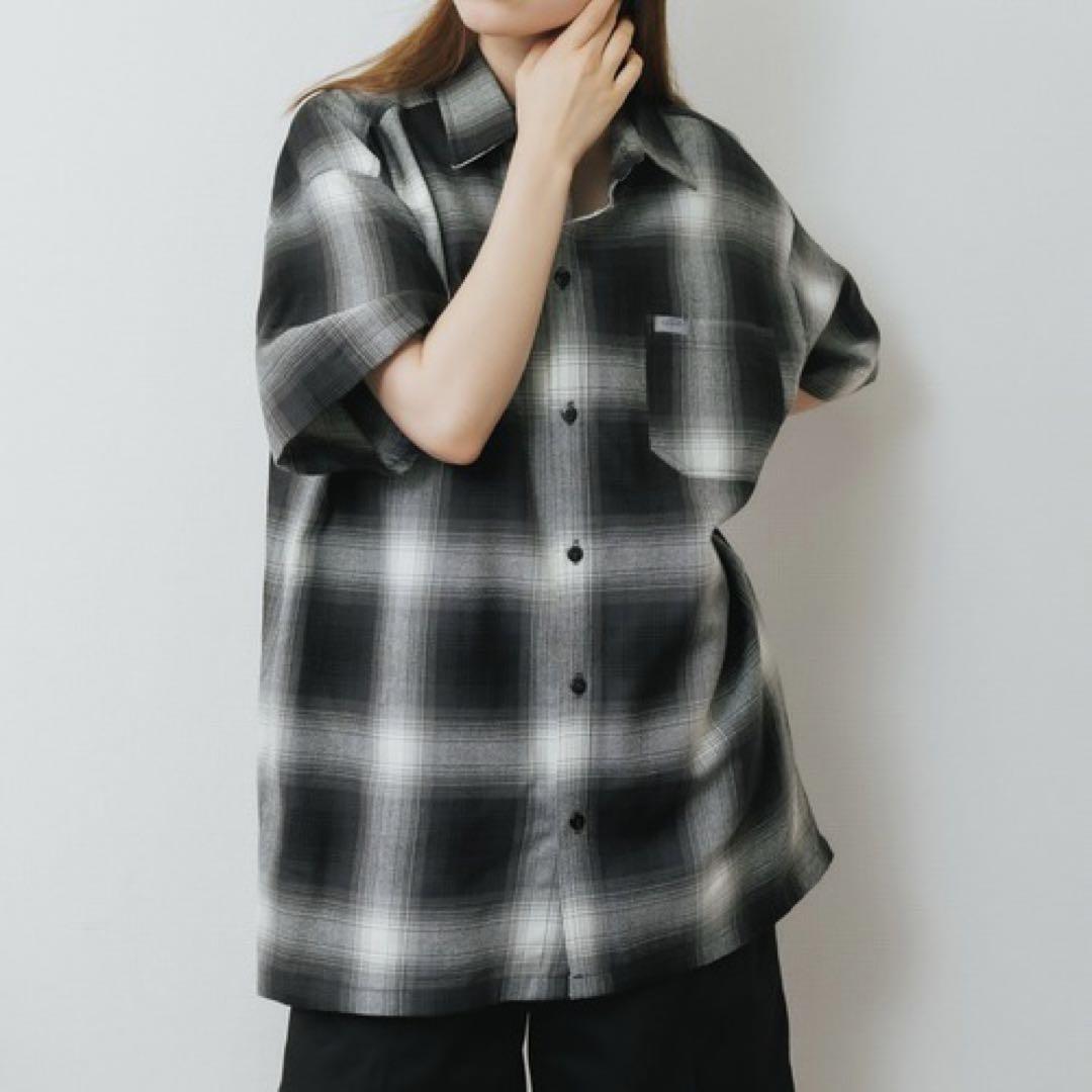 新品 CALTOP キャルトップ 半袖チェックシャツ ブラックアイボリー S 新品.CALTOP キャルトップ 半袖チェックシャツ ブラック