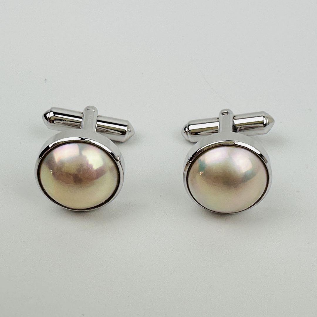美品 タサキ TASAKI パール付きカフリンクス アクセサリー シルバー 小物 美品 タサキ TASAKI パール付きカフリンクス アクセサリー