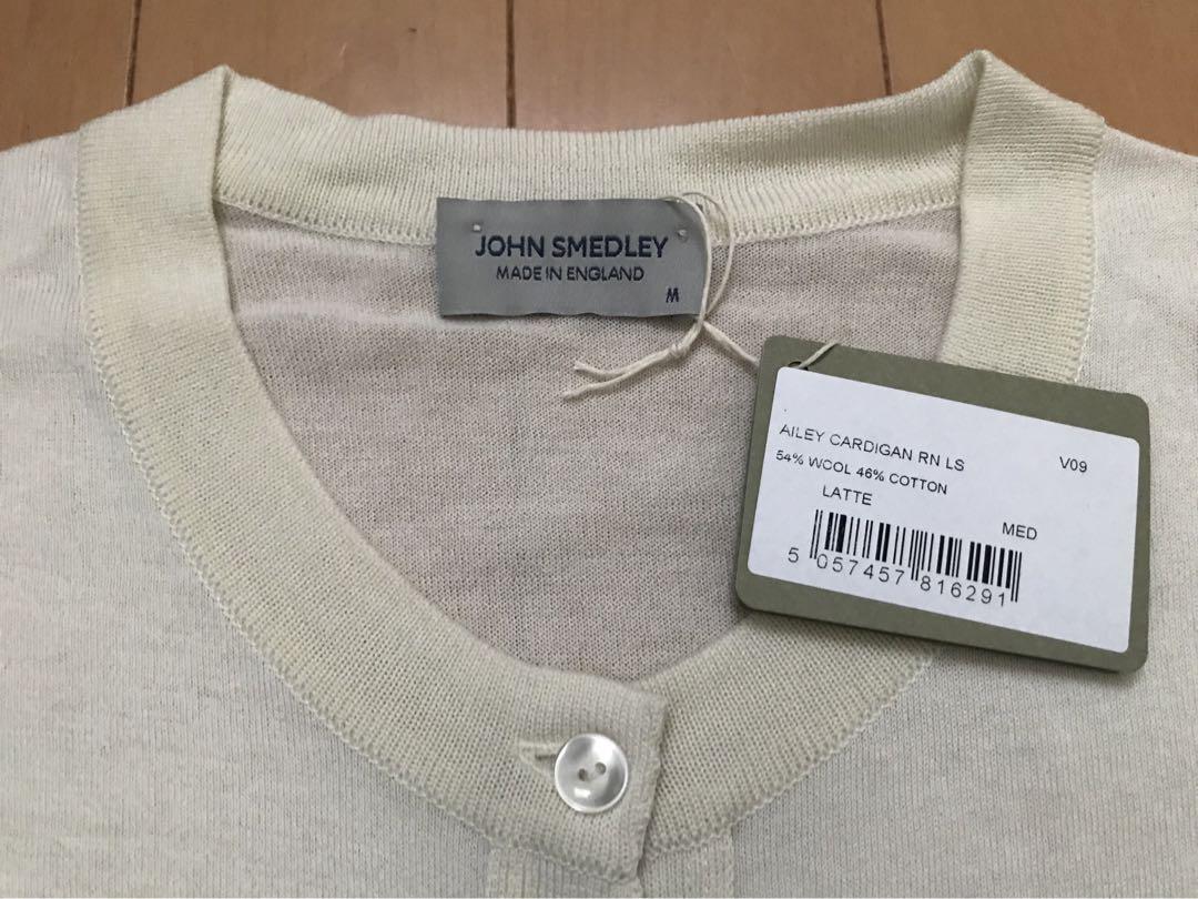 John Smedley カーディガン　コットンウール　M 白　新品未使用