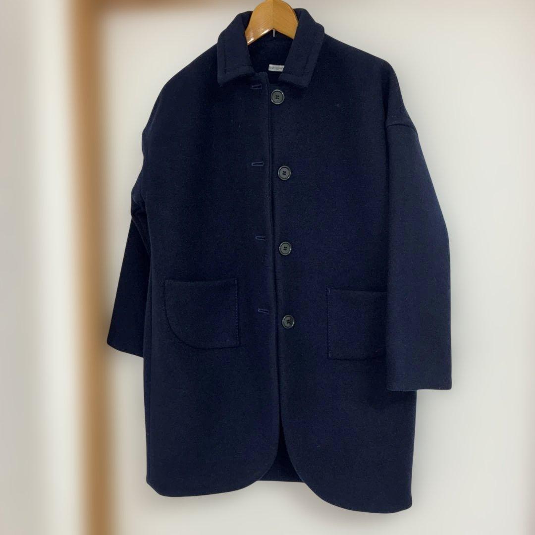 ホームスパン homspun メルトロングコート ネイビーステッチM homspun