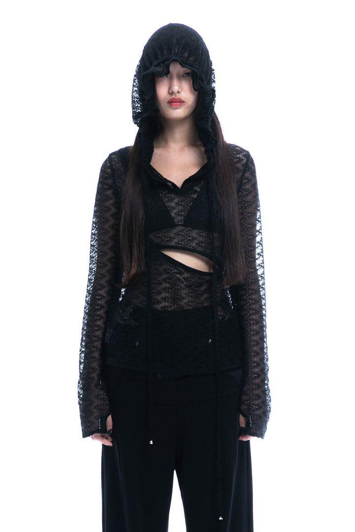 トップス THEREDTHREAD G tech tops lace black
