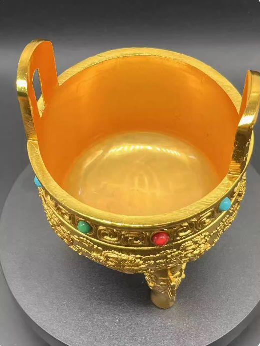 九龍宝石三足鼎 三足香炉 銅製 装飾品 工芸品 美術品 置物