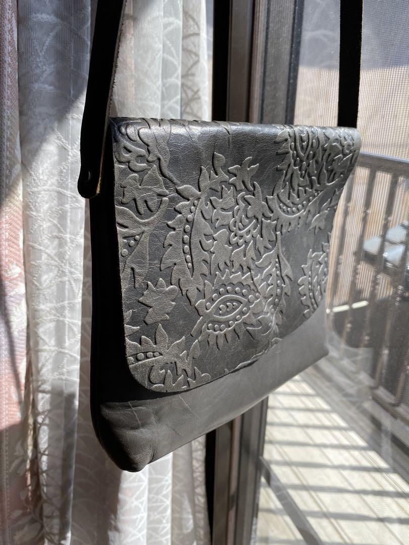 福袋安いいね半額ストア レザー グレー ショルダーバッグ Bag Shoulder - エンボス加工 バッグ