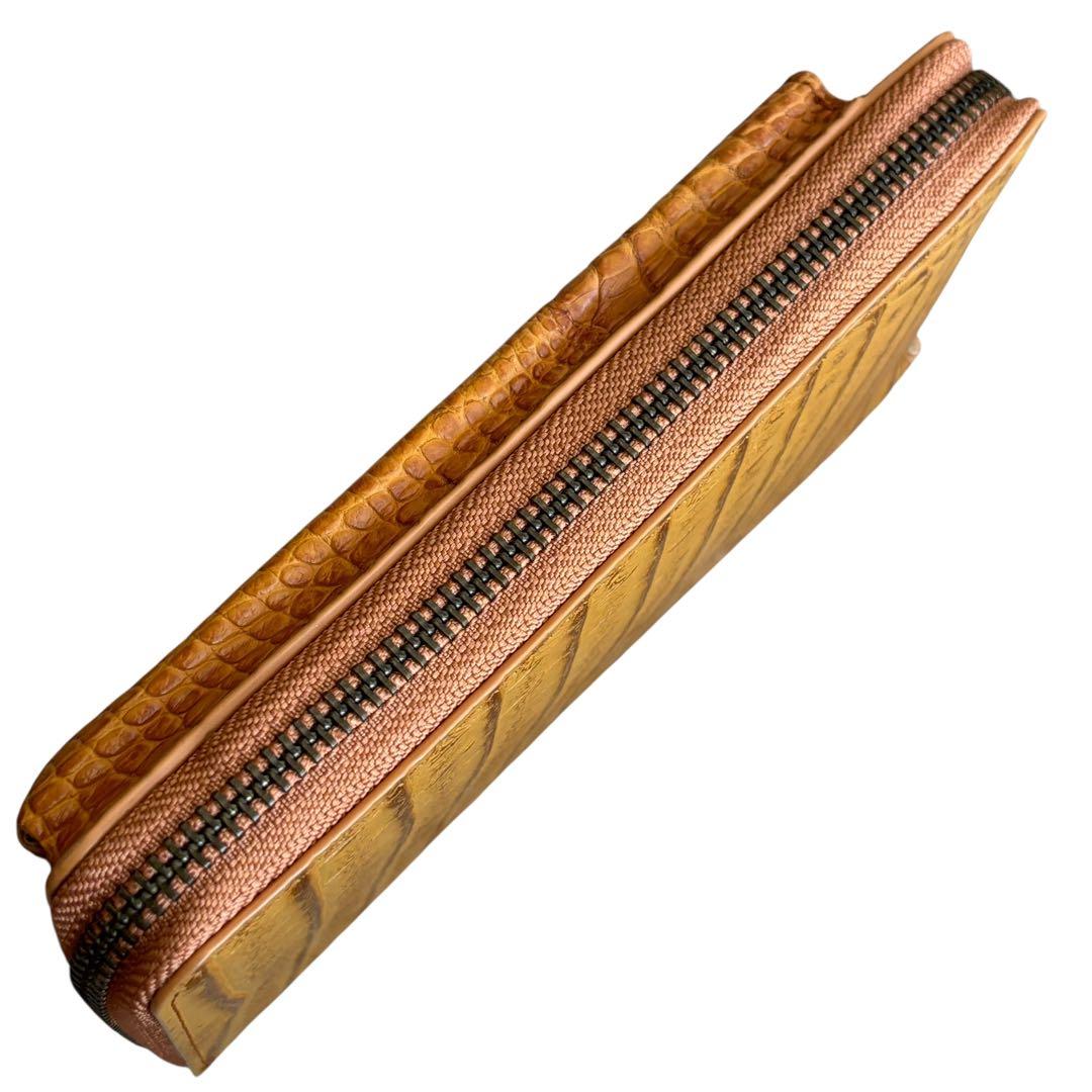 RODANIA クロコダイル革 ショルダーウォレット スマホショルダー キャメル