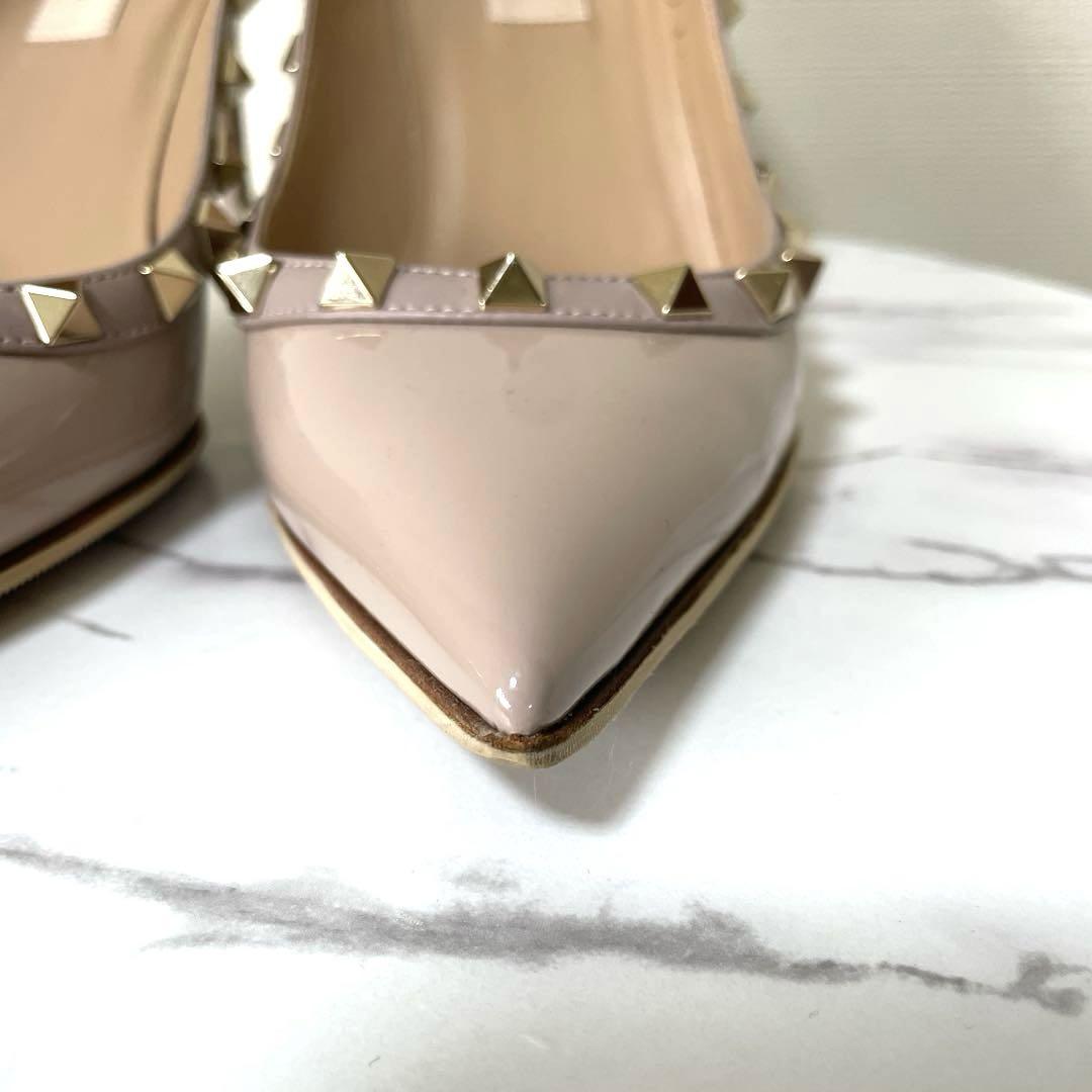 VALENTINO 37.5 ロックスタッズ パンプス パウダーピンク　ヒール