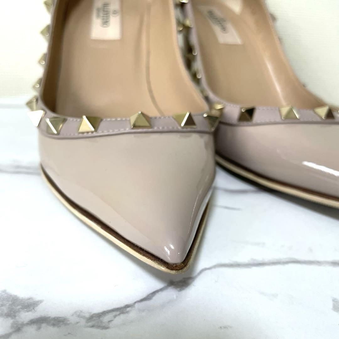 VALENTINO 37.5 ロックスタッズ パンプス パウダーピンク　ヒール