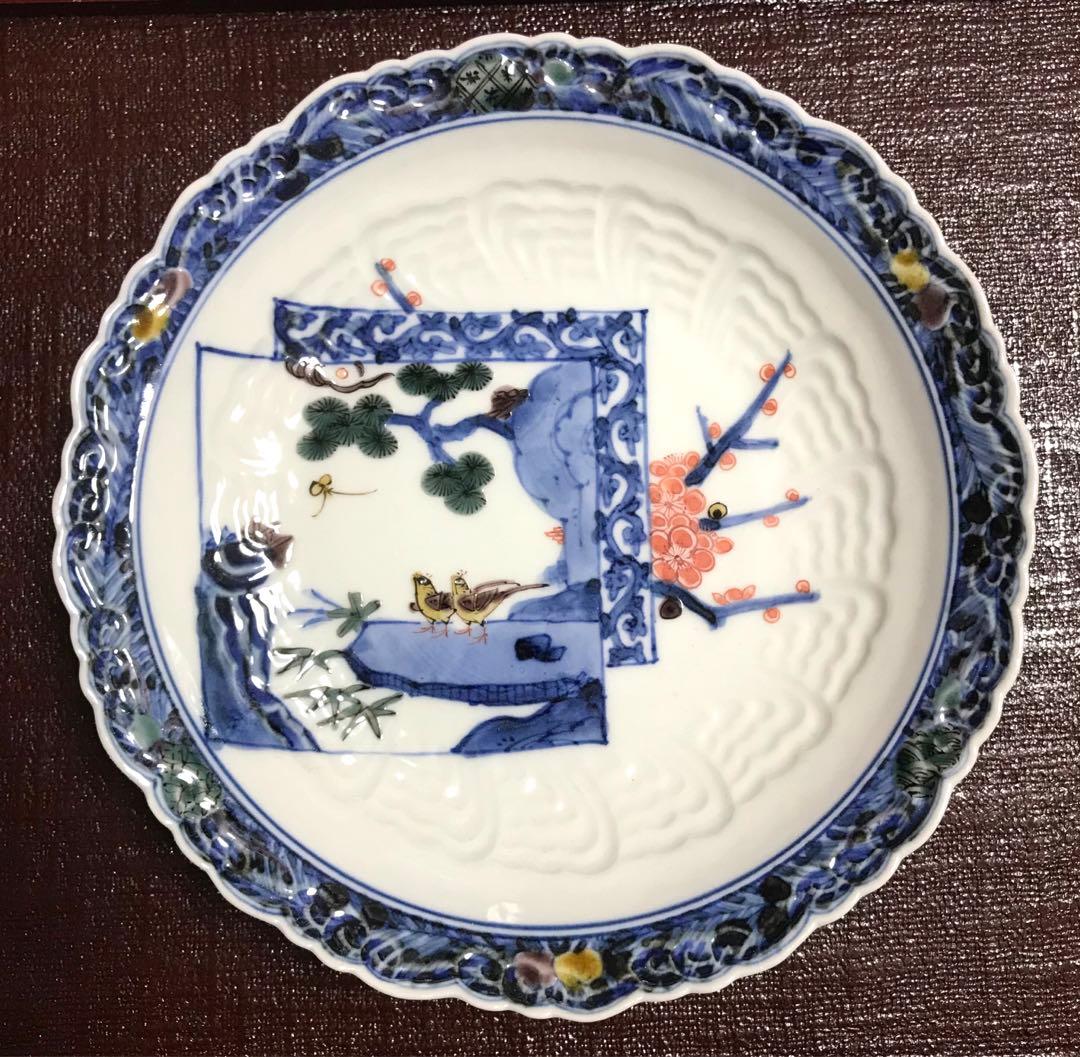 大量入荷 未使用保管品✨九谷焼 宮内庁御用達窯 単品✨ 中皿 色絵花鳥