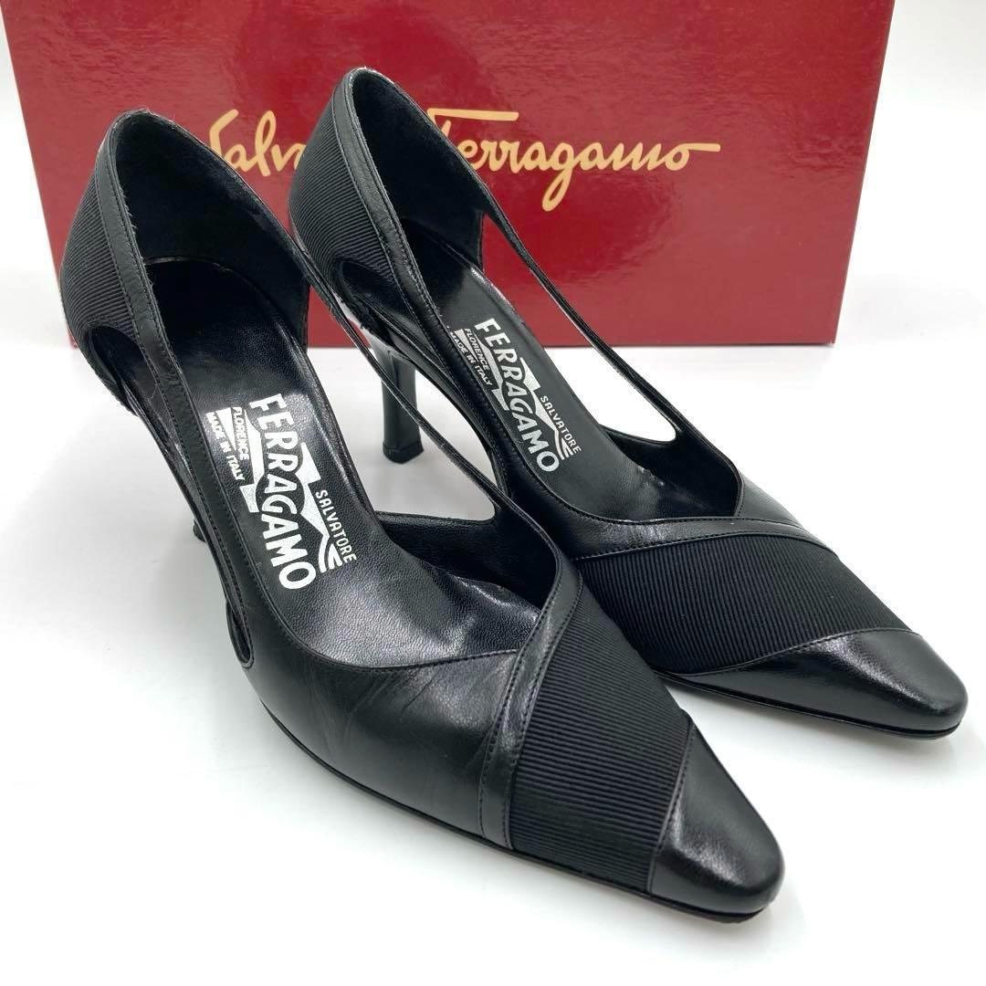 極美品 サルバトーレフェラガモ ブラック パンプス 約23.5cm Salvatore Ferragamo - ほぼ新品♪フェラガモ パンプス 5.5D(約