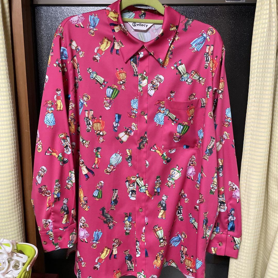 &ellecy働き者の猫シャツ 長袖シャツ ピンク