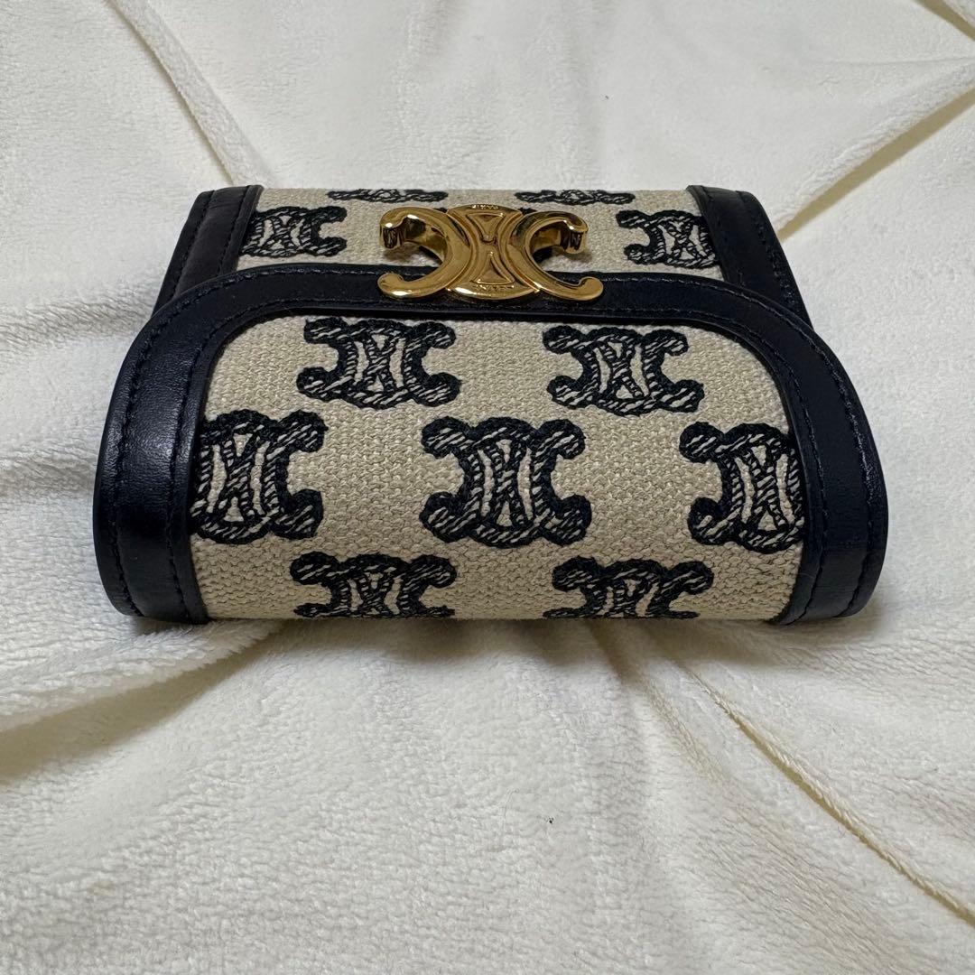 CELINE 三つ折り財布 ベージュ/ブラック CELINE 三つ折り財布 セリーヌ財布 ベージュ/ブラック