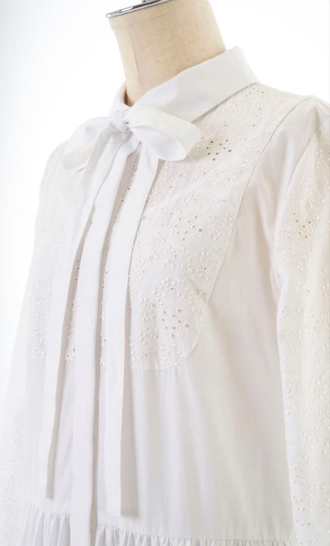 ADELLY パネルティアードワンピース　ホワイト