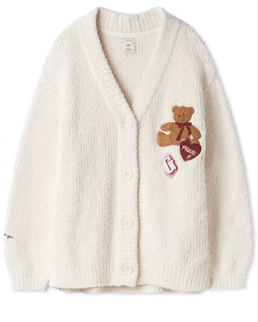 gelato pique テディベア刺繍カーディガン