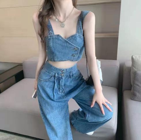 トップス ボトムス デニム セットアップ 新品 韓国 レディース 春夏コーデ