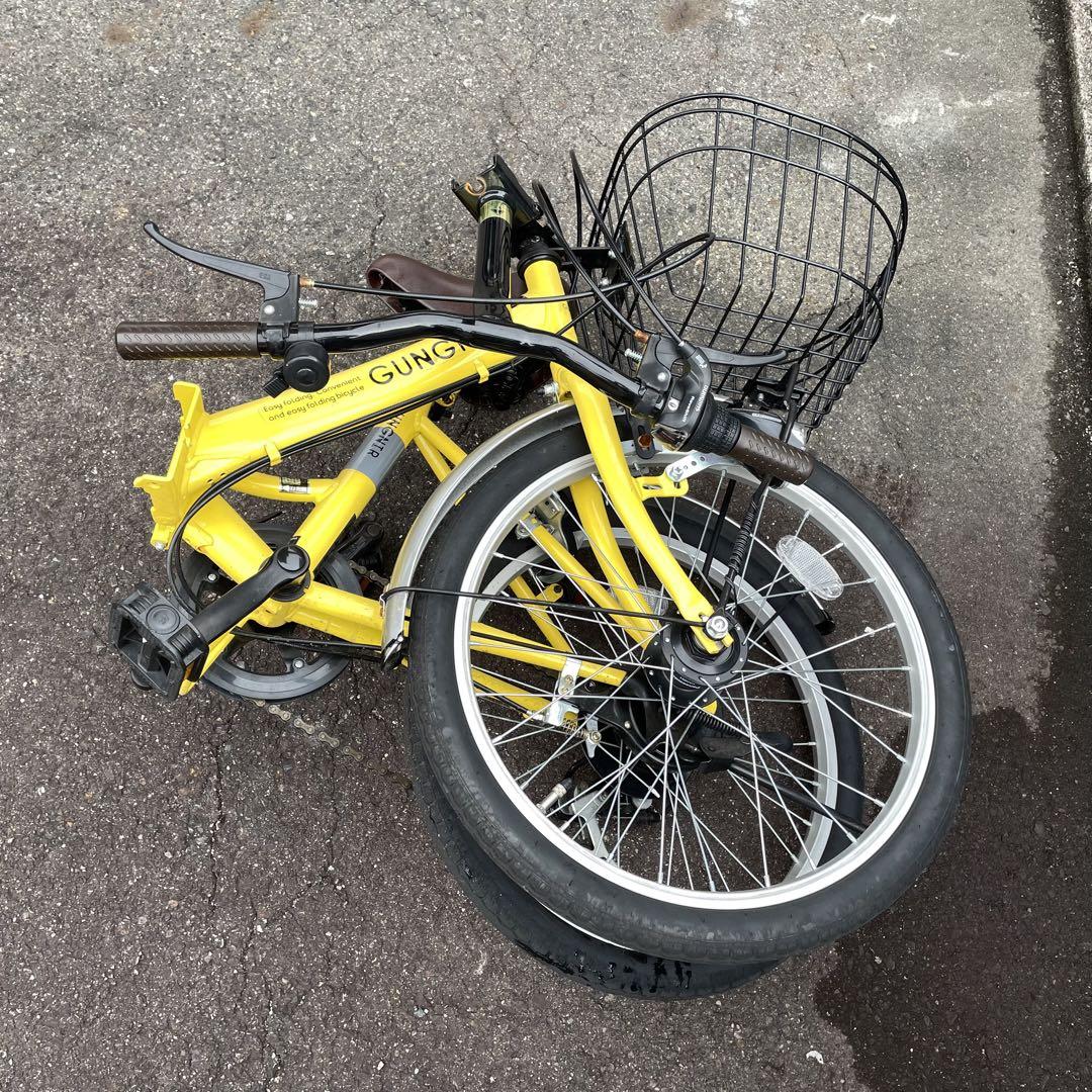 【ます】【直接引き取り】折りたたみ　自転車　20インチ　黄色 折りたたみ自転車 20インチ 黄色 自転車 本体 - メルカリ
