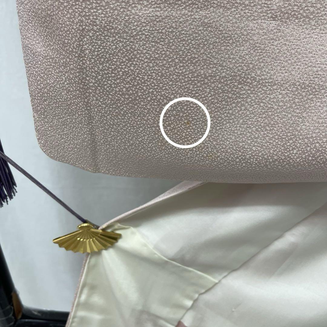 付下げ 金彩 蛇籠 薄文様 正絹 灰桜色(和色辞典) k286