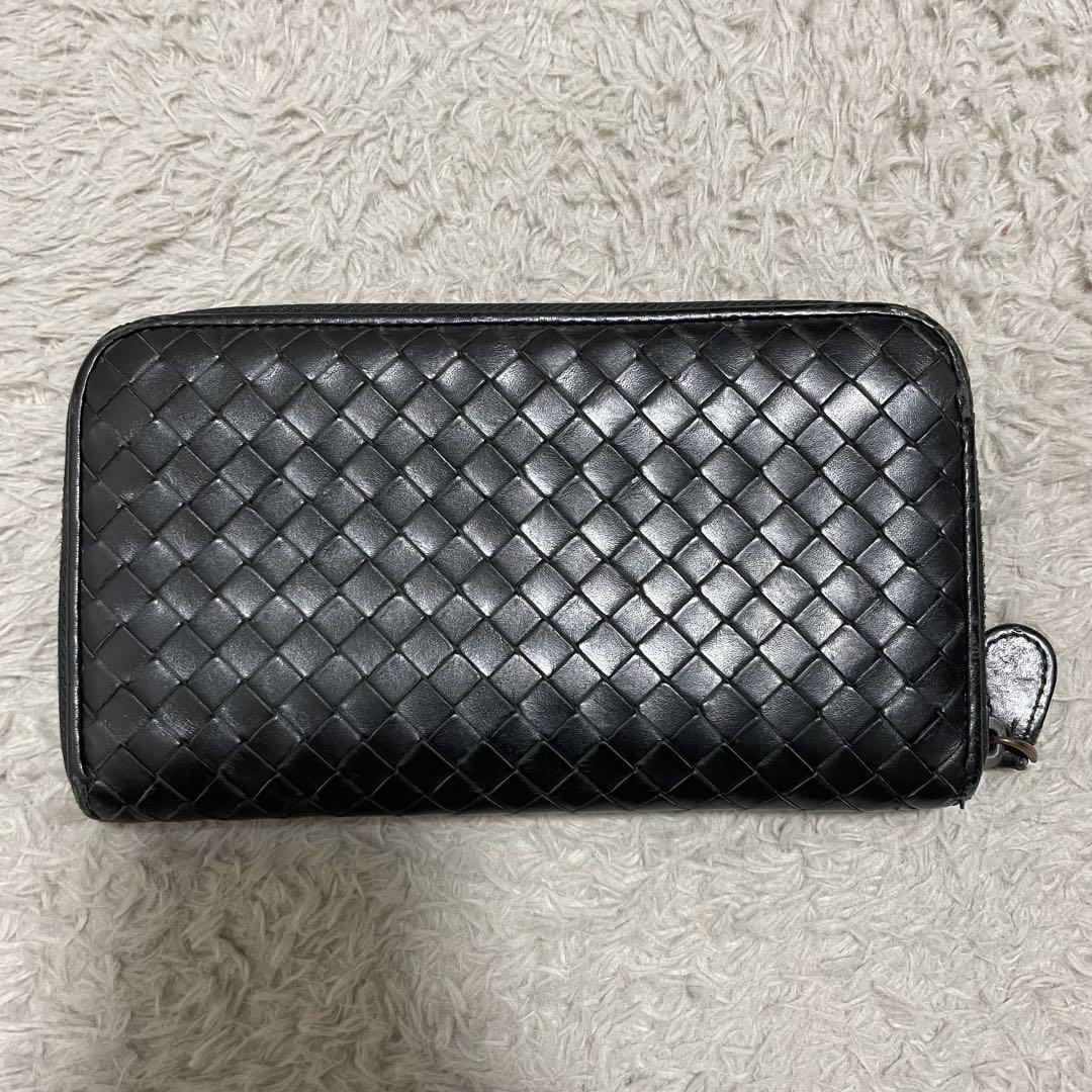 ボッテガヴェネタ長財布 ラッドジップ イントレチャート ブラック