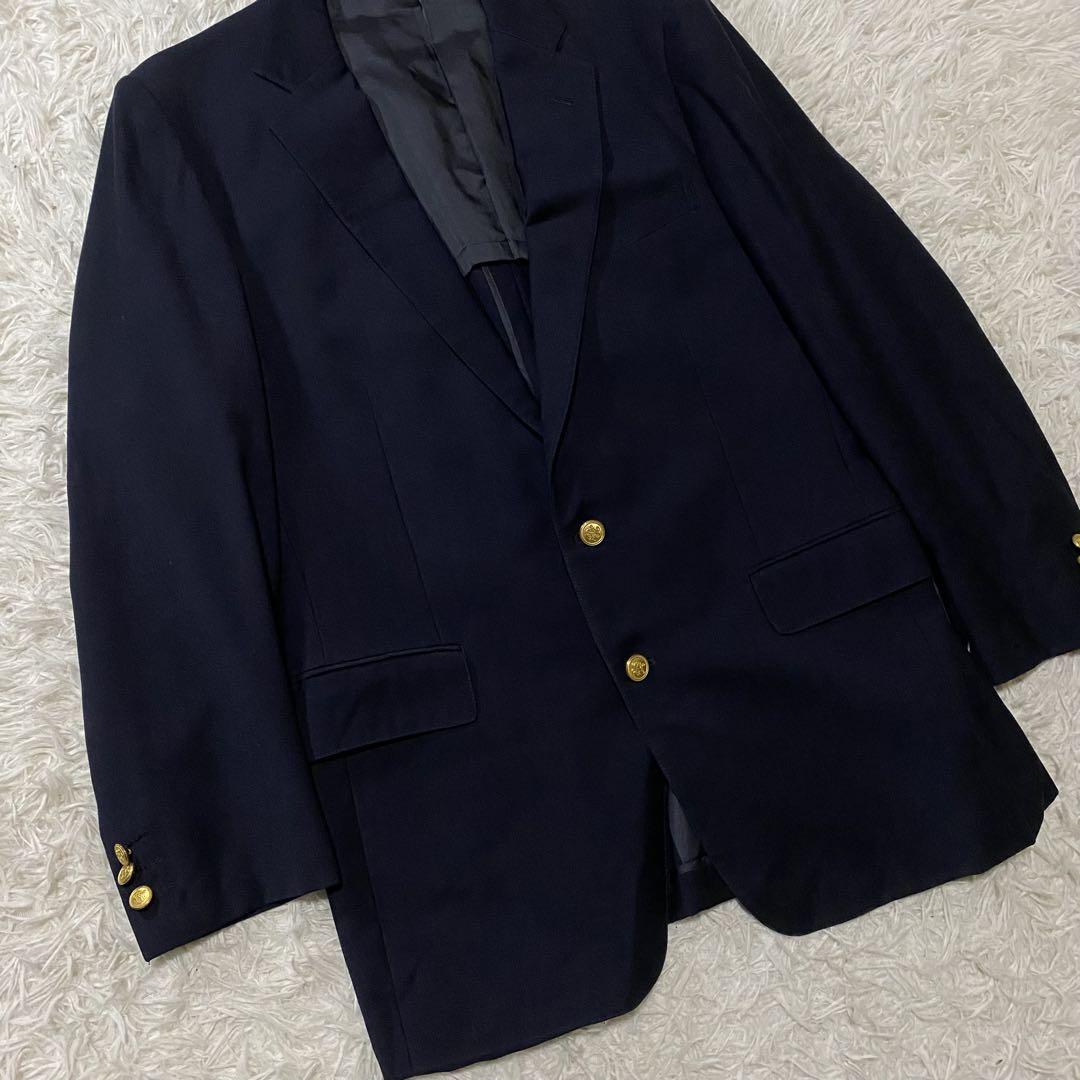【美品】ジェイプレス　ブレザー　カシミヤ　Lessona社製　金ボタン　XL　黒