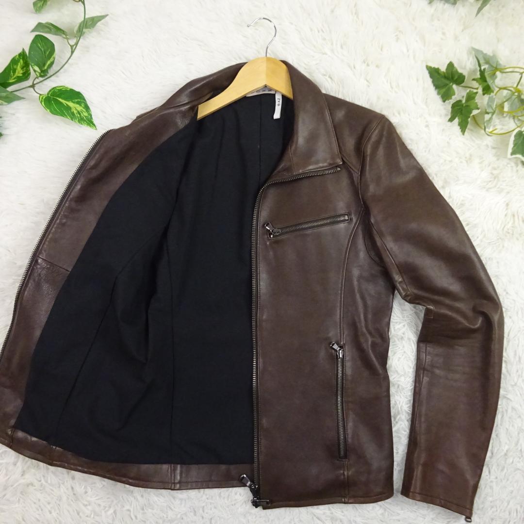 美品　ジュンハシモト　ラムレザー　羊革　シングルライダース　レザージャケット　M