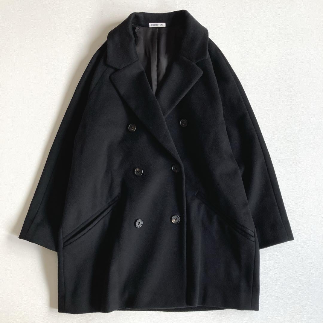 極美品✨2022AW エブリデイアイライクショートダブルコート黒