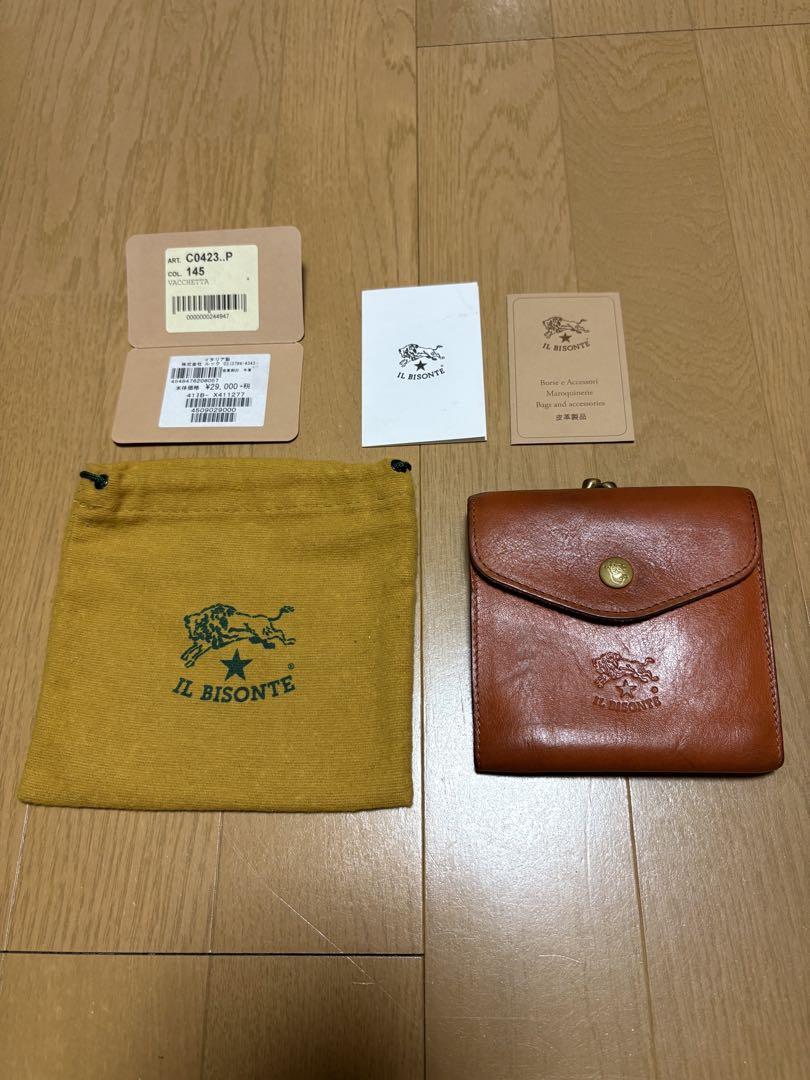 【新品未使用】イルビゾンテ 二つ折り がま口 財布 ヤキヌメ キャラメル イルビゾンテ がま口 財布 ヤキヌメ 二つ折り Wホック レザー 革