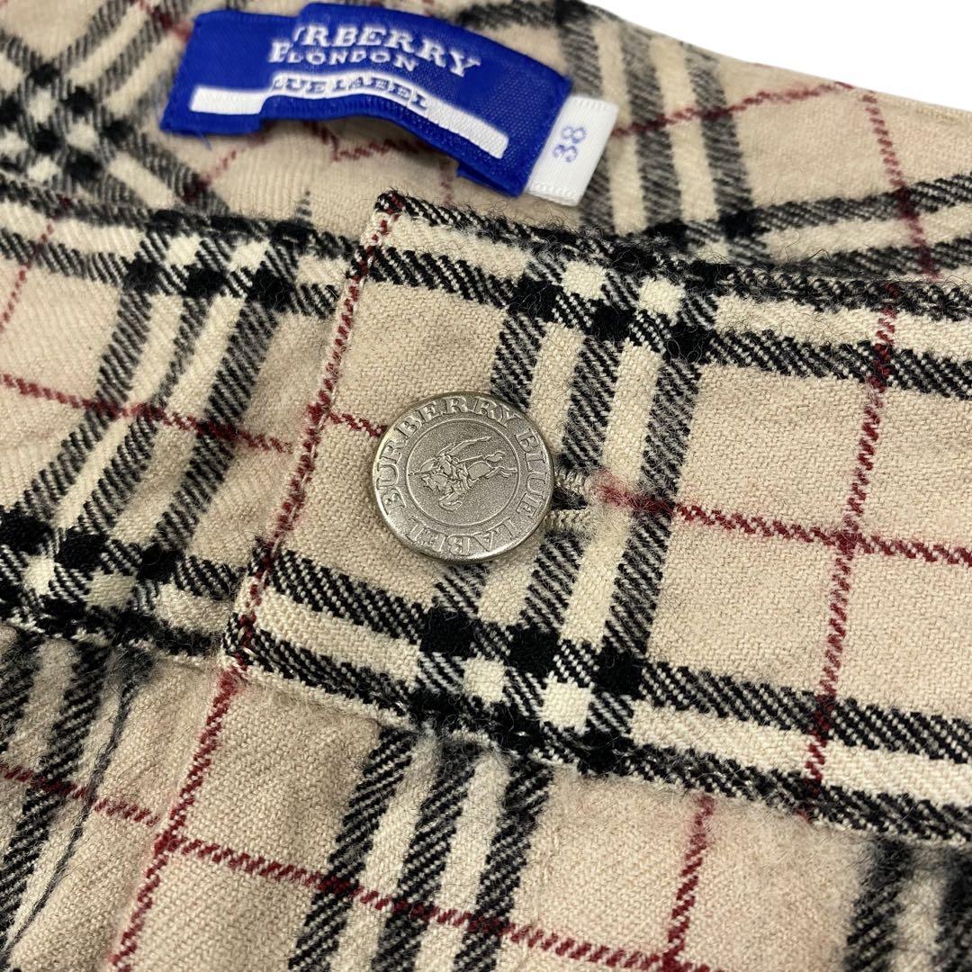 良品 Burberry ノヴァチェック柄 ウール地パンツ レディース38