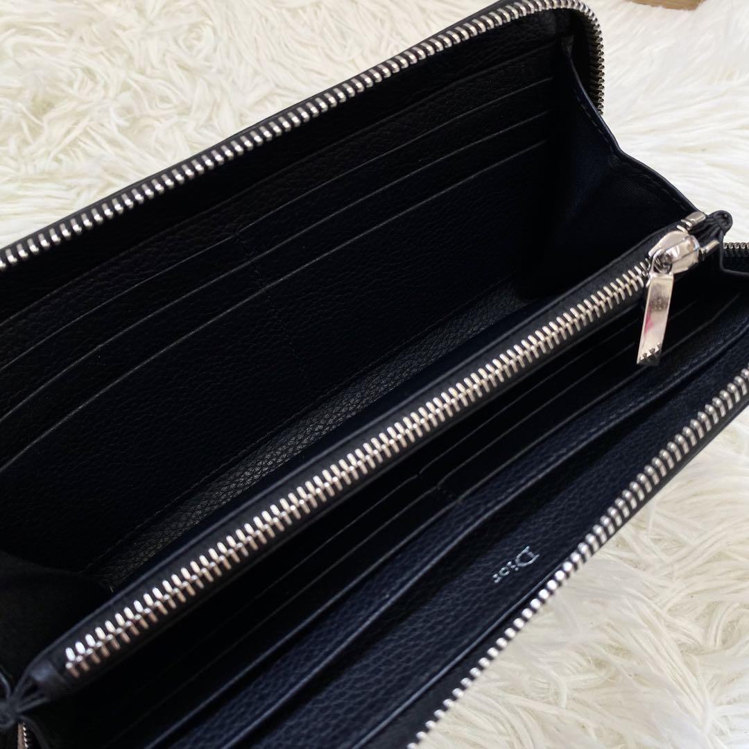 極美品✨DIOR HOMME 長財布 ウォレット レザー ブラック ロゴ金具