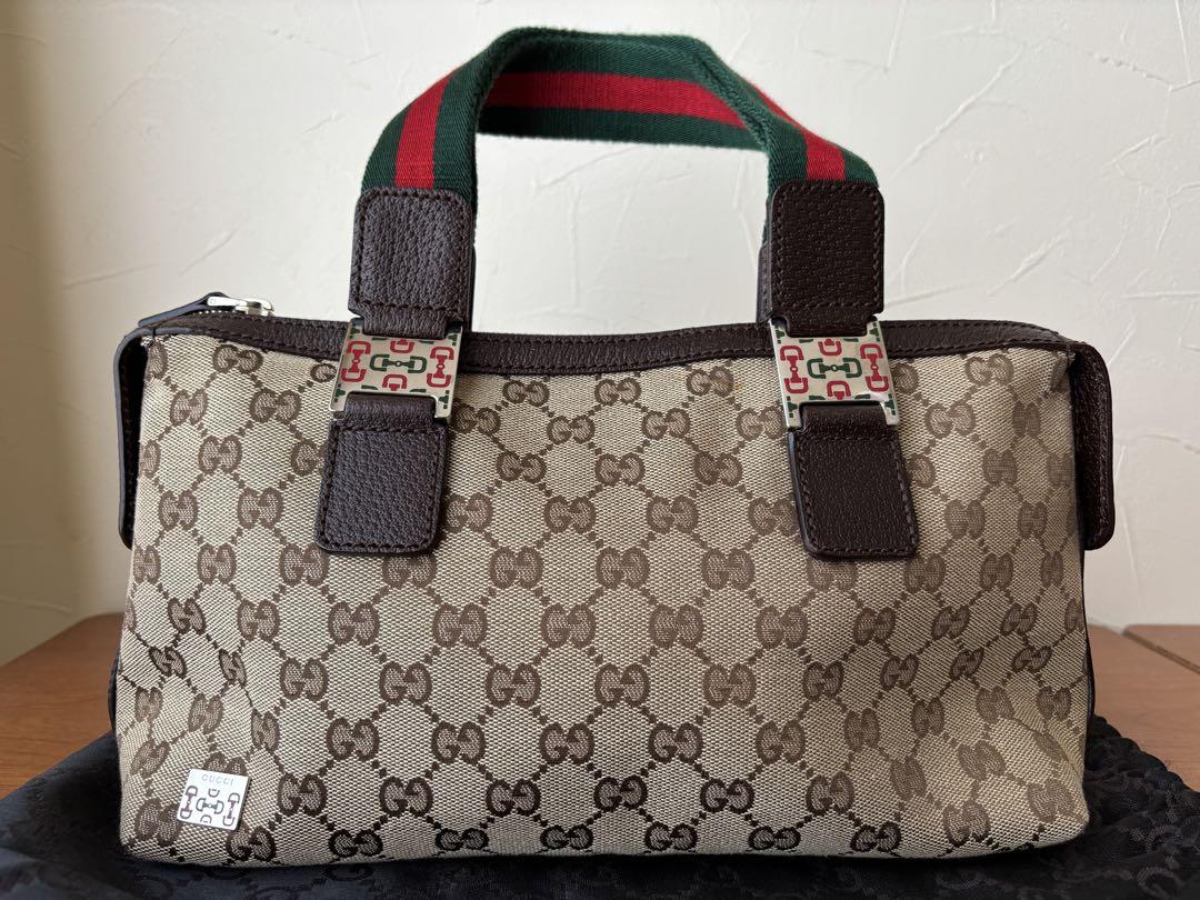 未使用　GUCCI グッチ　ハンドバッグ　GGキャンバス シェリーライン