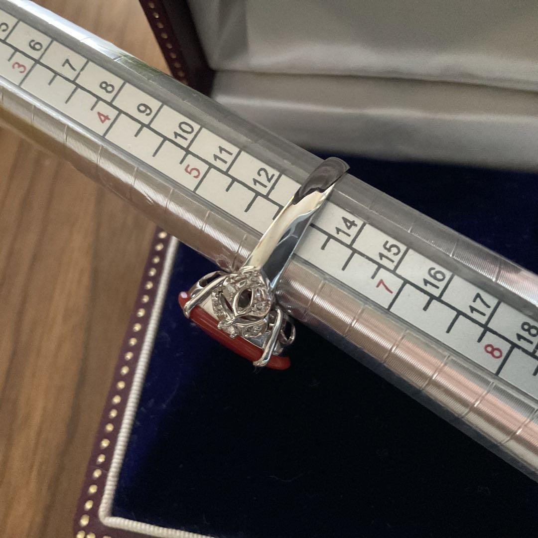 天然赤珊瑚　重量3.36 D0.12ct ptソーティング有り 天然赤珊瑚 重量3.36 D0.12ct ptソーティング有り