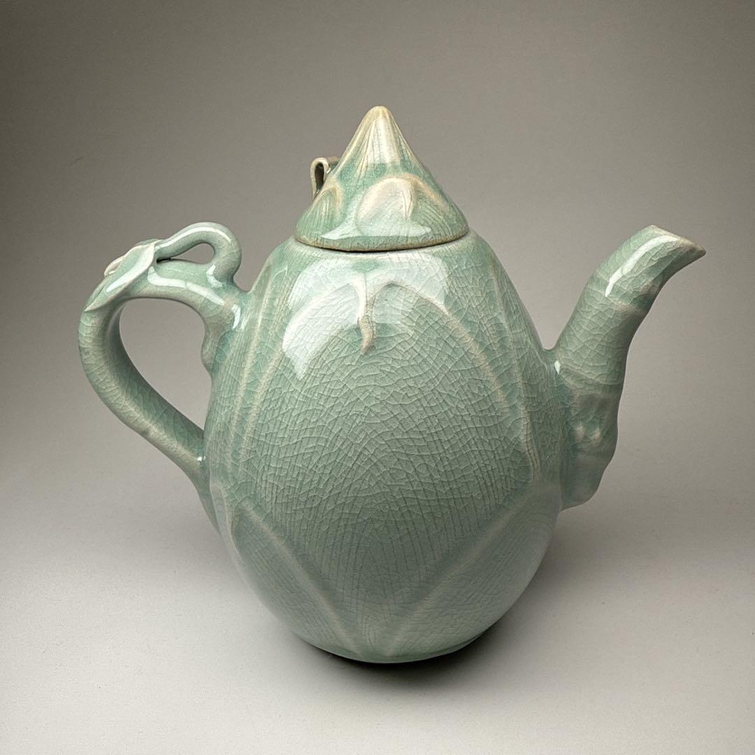 煎茶器 煎茶道具 高麗青磁 泉 水注 筍形 500ml【無傷】急須 ティーポット