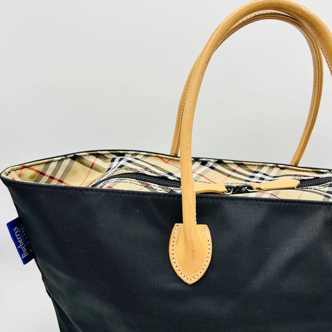 burberrys　bluelabel　ナイロンバッグ 　レザー　ノバチェック