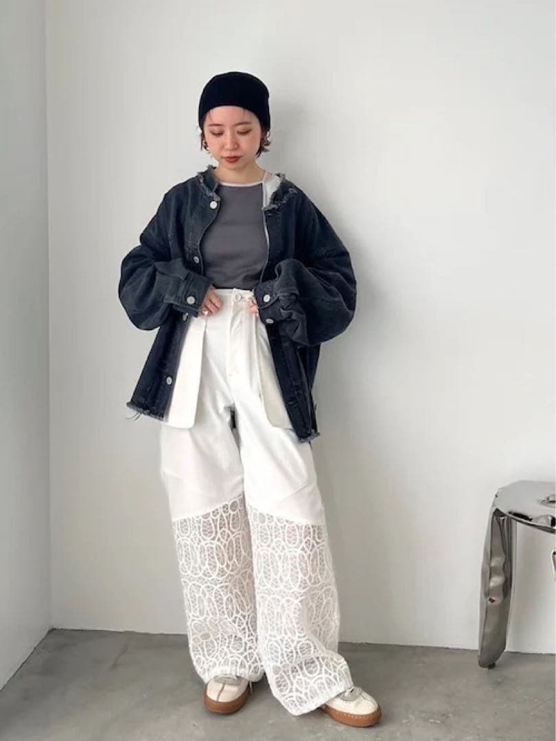 新品PUBLIC TOKYO エンブロイダリースラッシュパンツ