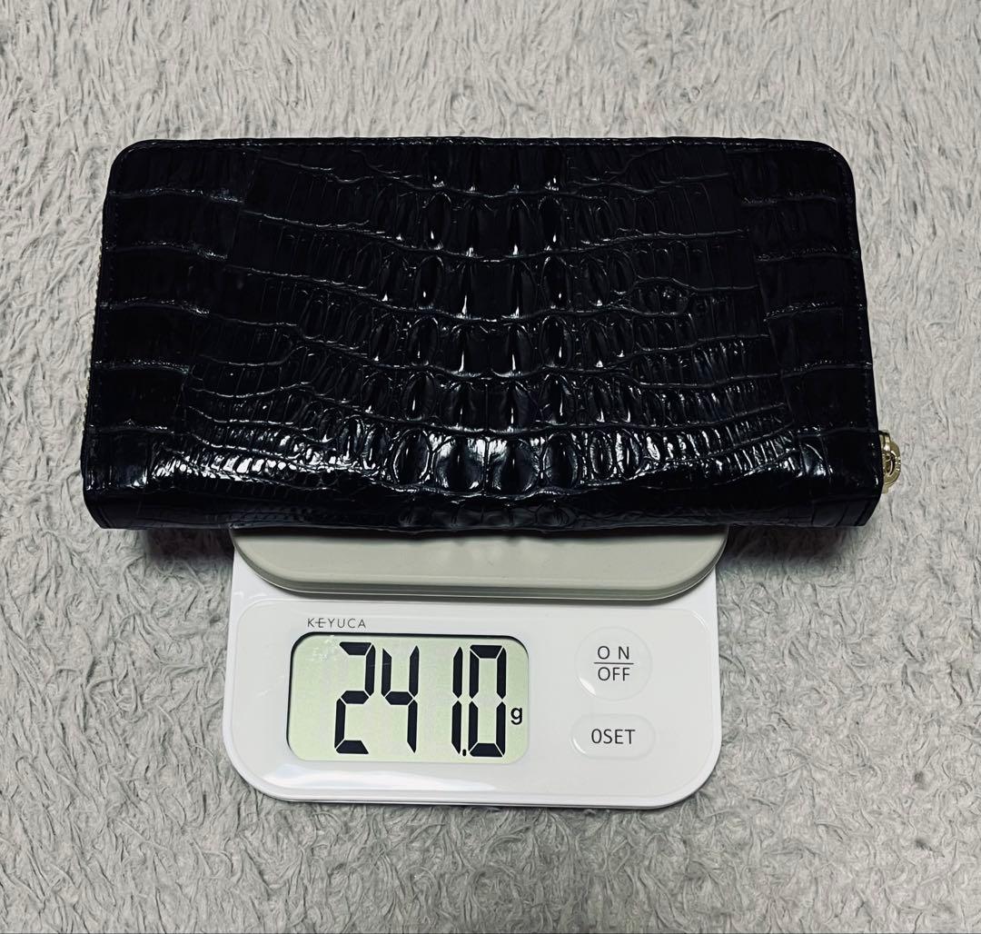 未使用 クロコダイル 長財布 黒 1枚革 メンズ レディース