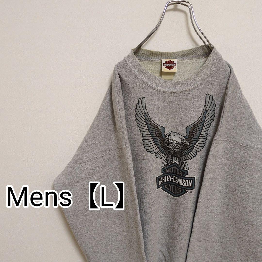 E118【US輸入】ハーレーダビッドソン　スウェット【メンズL】グレー