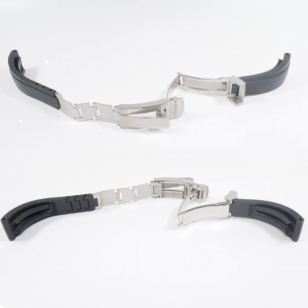 ロレックス用 フリップロック機能付き 互換ラバーベルト 21mm