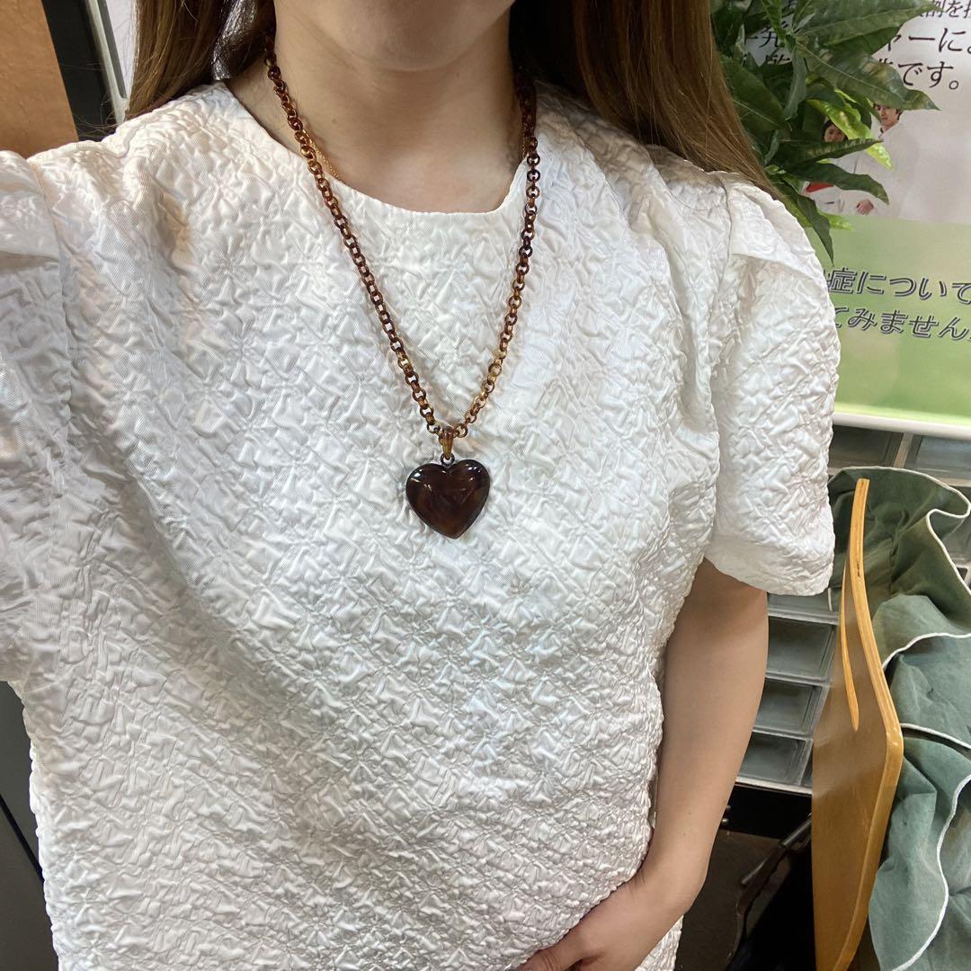 【美品】べっ甲ハートネックレス 画像4