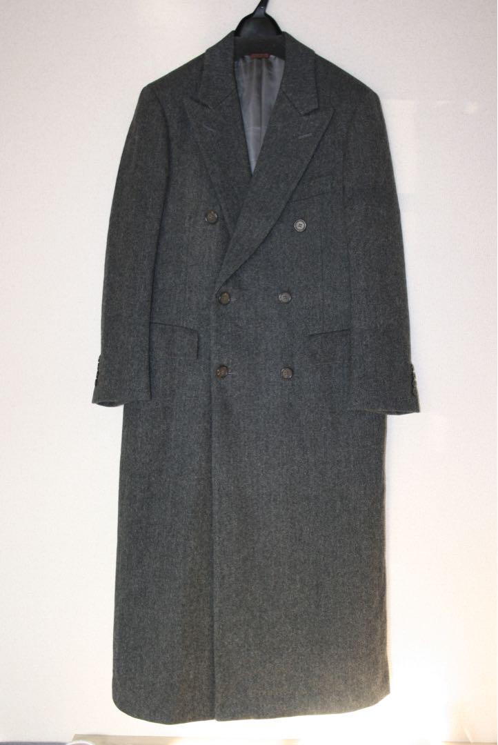 【美品】Vintage ヘリンボーン　ウール ダブル　チェスターコート ロング